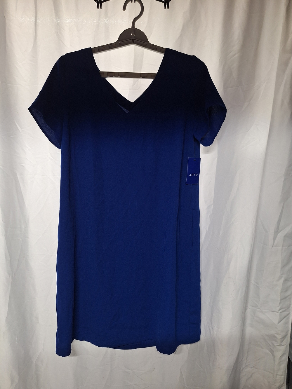 Apt. 9 Women's V-Neck Short Sleeve Tunic Dress - Royal Blue